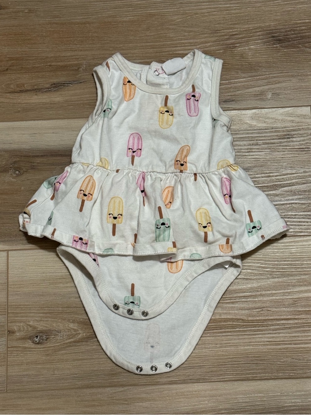 Petit Lem Mini Threads Baby Girl White Pastel Popsicle Dress Bodysuit 18M